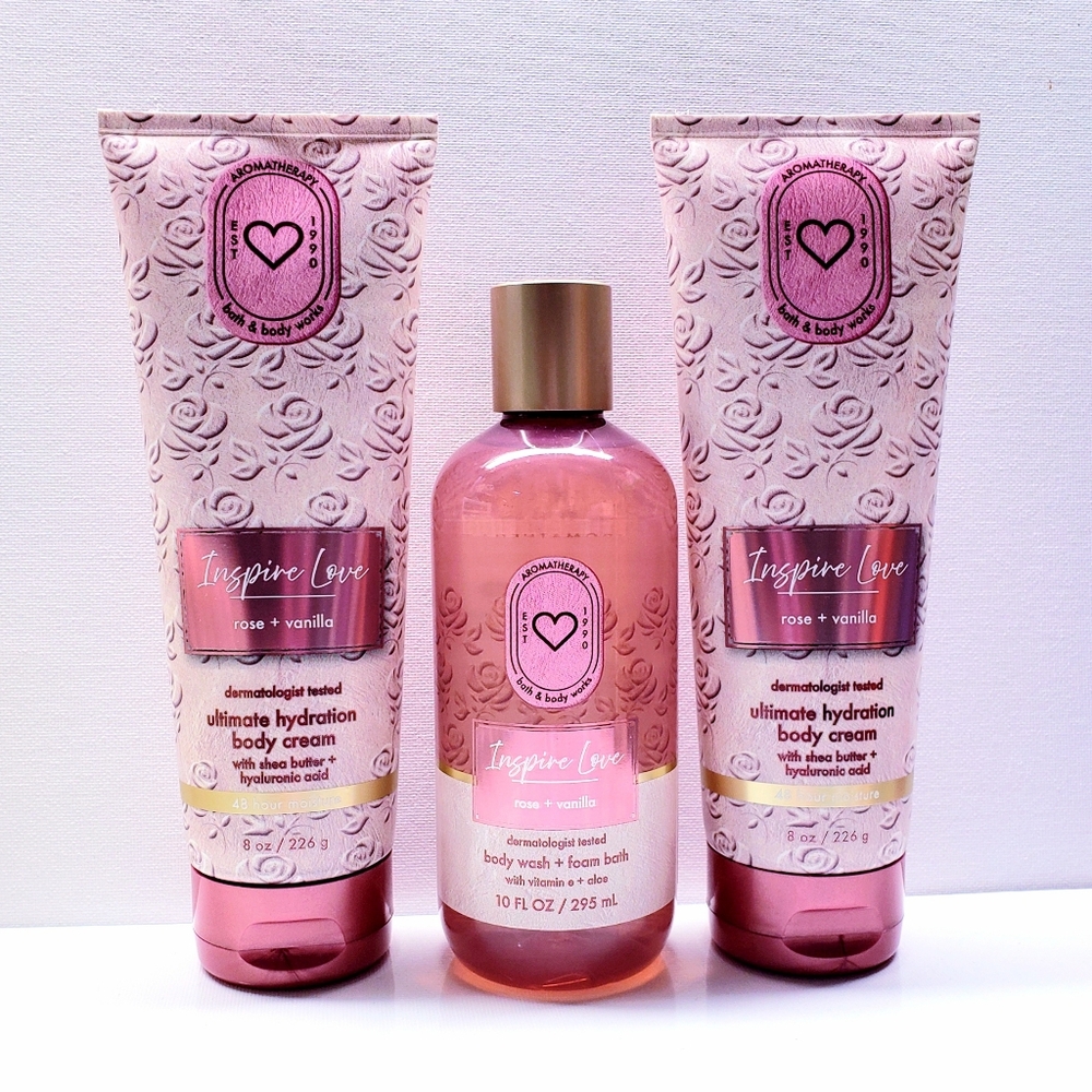 Bath & Body Works ROSE VANILLA Ultimate Hydration Body Cream and Body Wash(3pcs)